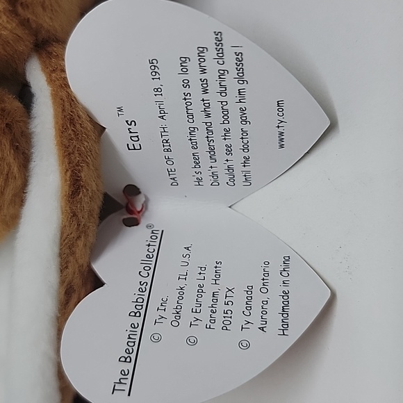NWT Beanie Baby Ears Brown DOB April 18, 1995 - Picture 6 of 10